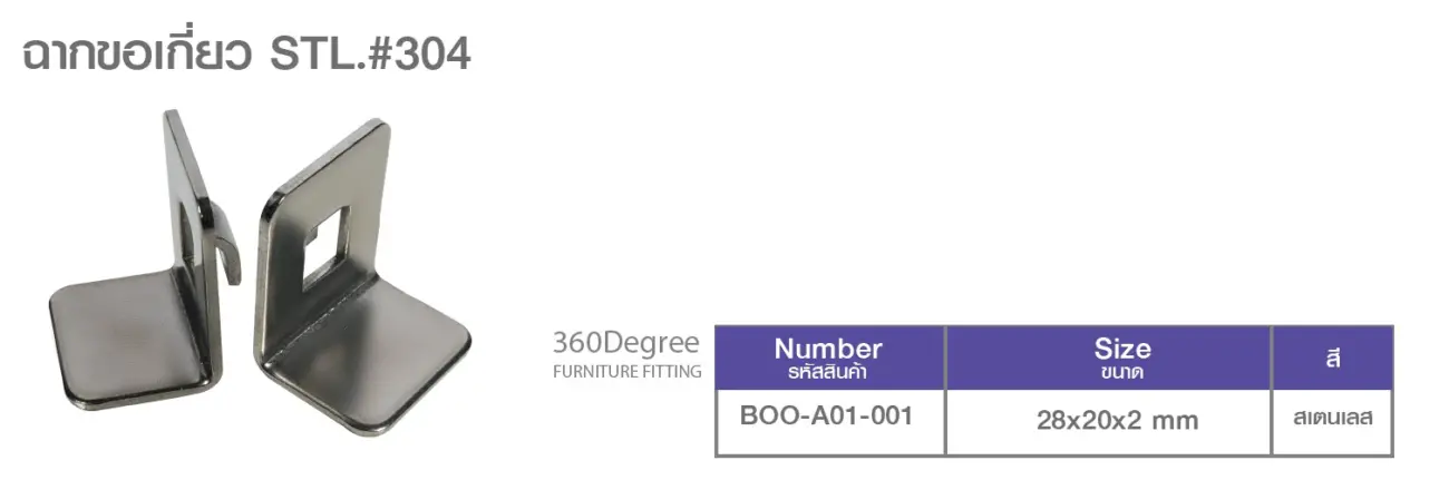 เหล็กฉาก อะไหล่เฟอร์นิเจอร์ 360 องศาฟิตติ้งเฮ้าส์